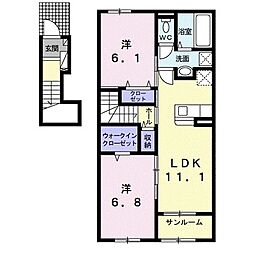 フレーシュ 2LDKの間取図画像