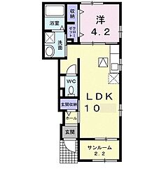ＶＥＮＥＺＩＡ　ＲＯＳＡ 1階1LDKの間取り
