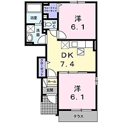 ジェントリー神宮2 2DKの間取図画像