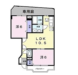 フィル・ヒューゲル 2LDKの間取図画像