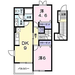 ビアヌーレ・ラム 2DKの間取図画像