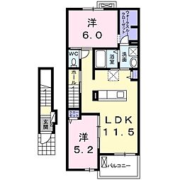 ジャンノーブルH 2LDKの間取図画像