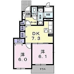 ミルトシュテルンB 2DKの間取図画像