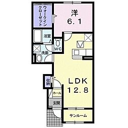 サンシャインヒルズ 1LDKの間取図画像