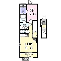 ラ・ヴィ・エン・ローズ 1LDKの間取図画像