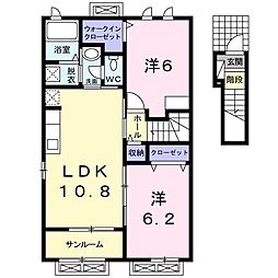 カーサプラシード3 2LDKの間取図画像