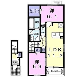 イーストフィールド1 2LDKの間取図画像