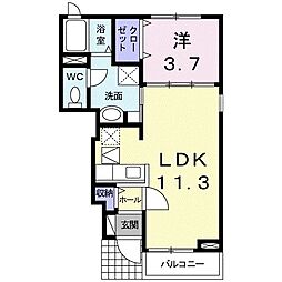 クラールT・O 1LDKの間取図画像