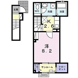 クランババ1 1Kの間取図画像