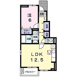 ラゲットモンターニャA 1LDKの間取図画像