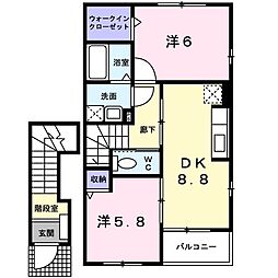 ファミールハウス4 2DKの間取図画像
