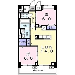 ウィステリア　パーク　稲毛海岸 9階2LDKの間取り