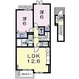 ブリリアント高宮 2LDKの間取図画像