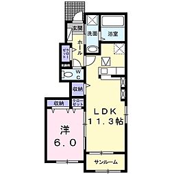 カーサコリーナ3 1LDKの間取図画像