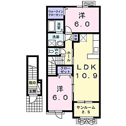 サニー　セイバリ　IV 2階2LDKの間取り