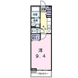 アルカディア3 1Kの間取図画像