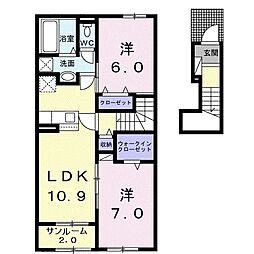 ガーデンプレイス伊勢社 2LDKの間取図画像