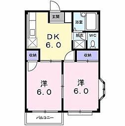 パークサイドP1 2DKの間取図画像