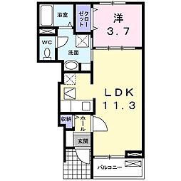 ヴィベール 1LDKの間取図画像