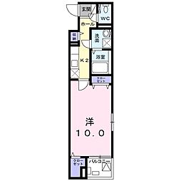 ユーミースカイ 4階1Kの間取り