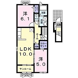 シーサイドリバー 2LDKの間取図画像