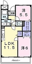 ポレール伊川2 2LDKの間取図画像