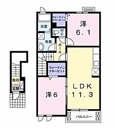 ヴァンベールB 2LDKの間取図画像