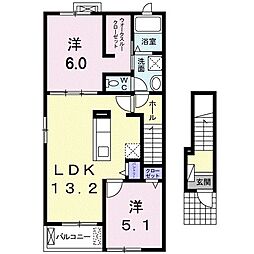 エレガントヴェルス3B 2LDKの間取図画像