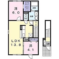 クレセントムーン 2LDKの間取図画像