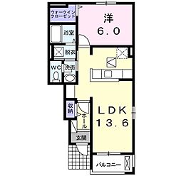 フィオーレ・花 1LDKの間取図画像
