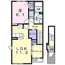 ポートアベニュー2 1LDKの間取図画像