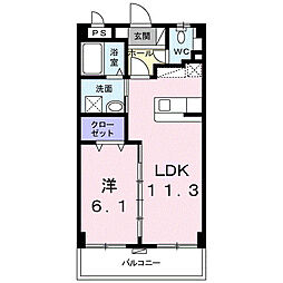 パルクコーテロカシオン 1LDKの間取図画像