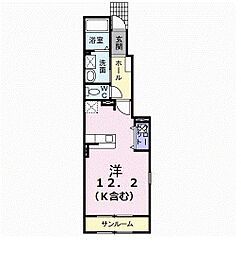 グランティス 1階ワンルームの間取り