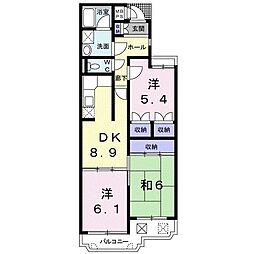 ベル石橋 3DKの間取図画像