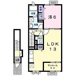 グリーン・南天 1LDKの間取図画像