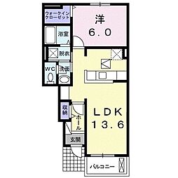 リヴェール松島2 1LDKの間取図画像