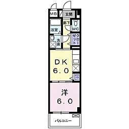 城北アパート 1DKの間取図画像
