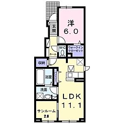 グラース3 1LDKの間取図画像