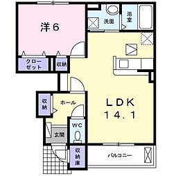 ベル・シャンレザン 1LDKの間取図画像