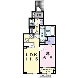 マーベラス 1階1LDKの間取り