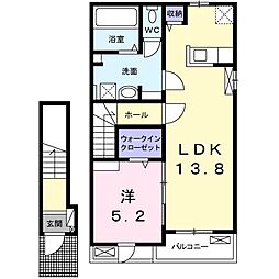 ルシードB 1LDKの間取図画像