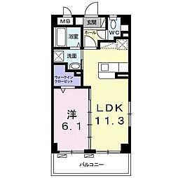 ブランドール2 1LDKの間取図画像