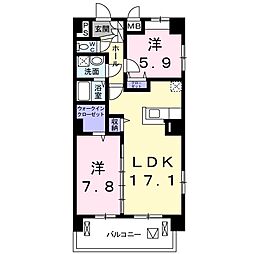 グレイスブリッサ 2LDKの間取図画像