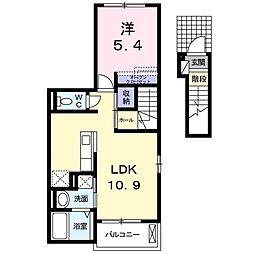 アルコバレーノB 1LDKの間取図画像