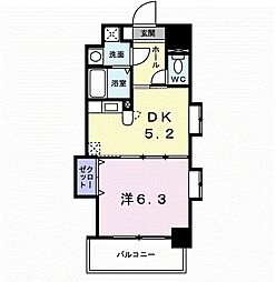グレイス竹下 1DKの間取図画像