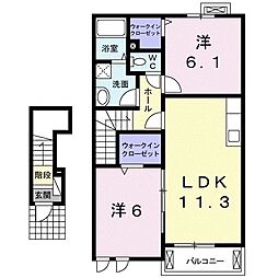 サンモールK 2LDKの間取図画像