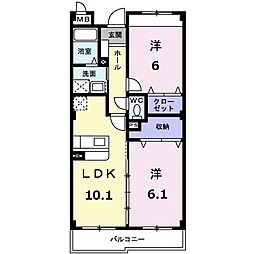 ヌーベルヴィラージュ 2LDKの間取図画像