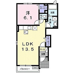 ヴェルデ・コッリーナ2 1LDKの間取図画像