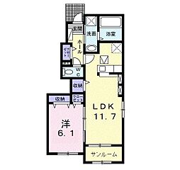 カルムキャトルズ2 1LDKの間取図画像