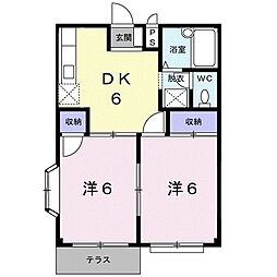 エルディム久喜 2DKの間取図画像